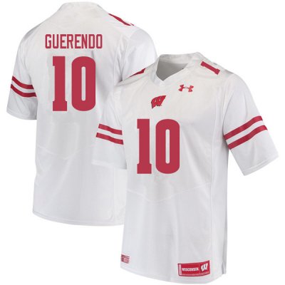Men's Wisconsin Badgers NCAA #10 Isaac Guerendo White Authentic Under Armour Stitched College Football Jersey RY31P71EZ